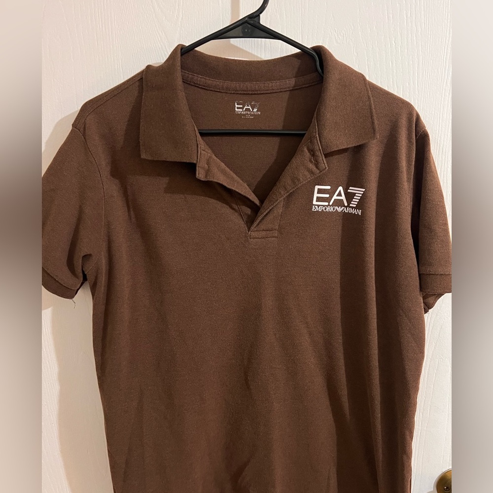 Emporio Armani brown polo shirt in brown size M